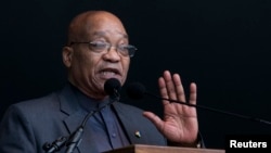FILE - South African President Jacob Zuma speaks at a Human Rights Day rally in Durban, South Africa, March 21, 2016.