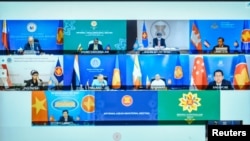 Các thành viên ASEAN trong một cuộc họp trực tuyến vào ngày 2/3/2021. 