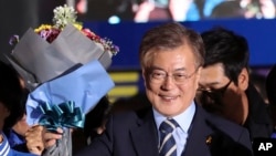FILE - South Korea's presidential candidate Moon Jae-in in Seoul, South Korea.