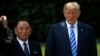 North Korea's envoy Kim Yong Chol is pictured with U.S. President Donald Trump as he departs after a meeting at the White House in Washington, June 1, 2018.