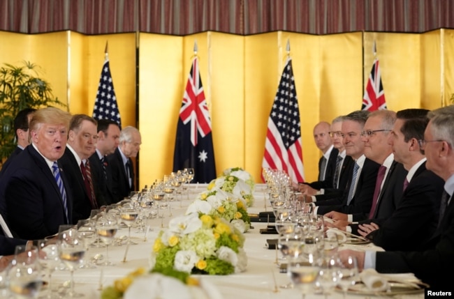 El presidente Donald Trump ya está en Osaka, Japón, donde se reunió con el primer ministro de Australia, Scott Morrison.