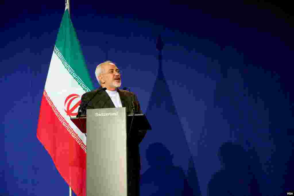 محمدجواد ظریف در نشست خبری پس ازقرائت بیانیه پایانی مذاکرات لوزان
