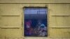 Children Vlada, left, Katrin and Danilo look out from a window of an unheated train carriage of an emergency evacuation train which is travelling from Kharkov to Lviv, as it stopped in the Kyiv railway station in Kyiv, Ukraine, March 3, 2022.