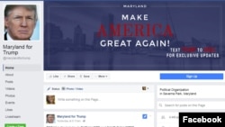 Screenshot of Maryland for Trump Facebook page.
