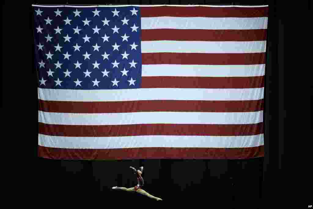 Leanne Wong competes during the senior women&#39;s competition at the 2019 U.S. Gymnastics Championships, Aug. 11, 2019, in Kansas City, Missouri.