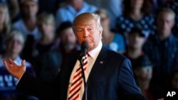 Capres Partai Republik Donald Trump dalam acara kampanye di kota Grand Junction, negara bagian Colorado (18/10). 