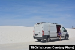National parks traveler Mikah Meyer says the roadways at White Sands National Monument reminded him of the snowy winters in his native Nebraska.