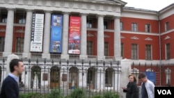 位于莫斯科市中心的俄罗斯当代历史博物馆去年夏季举办了俄罗斯与朝鲜友谊历史展览（美国之音白桦拍摄））