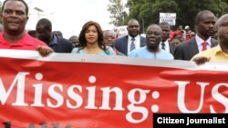 MDC-T president Morgan Tsvangirai leading the march Thursday.