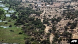 A picture shows an aerial view of a camp of internally displaced people in Minkammen, 25 kilometres (16 miles) south of Bor, Jan. 10, 2014.