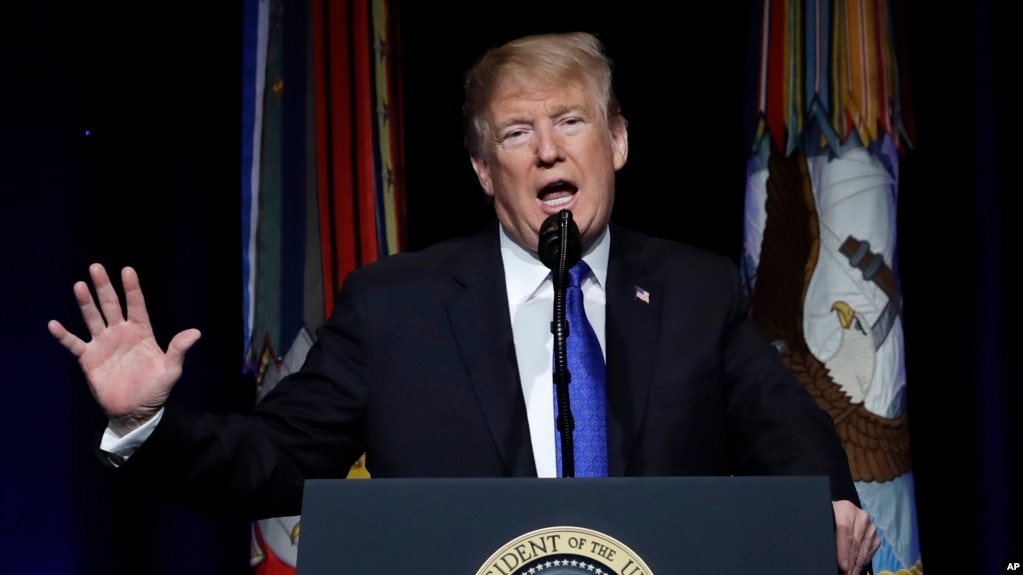 FILE - President Donald Trump speaks about American missile defense doctrine, Jan 17, 2019, at the Pentagon. 
