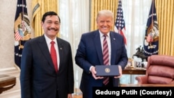 Menteri Koordinator Bidang Kemaritiman dan Investasi Luhut B. Pandjaitan bersama Presiden Amerika Serikat Donald Trump usai pertemuan, Selasa, 17 November 2020. (Foto: Gedung Putih)