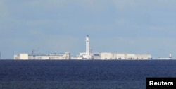 FILE - Chinese structures are pictured at the disputed Spratlys in South China Sea, April 21, 2017.