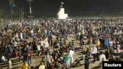 Followers of Iraq's Shi'ite cleric Muqtada al-Sadr hold a sit-in at Grand Festivities Square in Baghdad, in Iraq, April 30, 2016. 