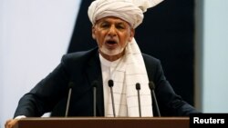 Afghanistan's President Ashraf Ghani speaks during a consultative grand assembly, known as Loya Jirga, in Kabul, Afghanistan April 29, 2019. 