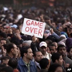 Egyptian protesters in Cairo's Tahrir Square demand the resignation of President Hosni Mubarak, January 29, 2011
