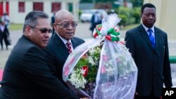 Jacob Zuma, tête de la délégation de l'Union africaine en visite au Burundi, le 25 février 2016. (AP Photo)