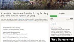 Thỉnh nguyện thư của Ủy ban Bảo vệ Ký giả quốc tế CPJ kêu gọi Việt Nam phóng thích blogger Điếu Cày Nguyễn Văn Hải.