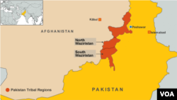 Bản đồ khu vực Bắc và Nam Warizistan.
