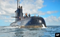 FIE - This undated photo provided by the Argentine navy shows the ARA San Juan, a German-built diesel-electric vessel, near Buenos Aires, Argentina.