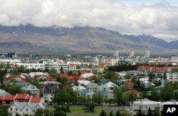 FILE - A view across Reykjavik in Iceland from Oskjuhlid Hill, May 31, 2008.