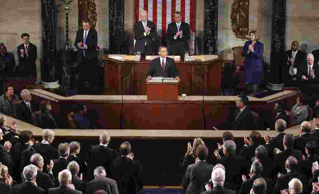 Presiden Barack Obama menyampaikan pidato kenegaraan State of the Union (AP).