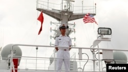 中國一艘軍艦2014年7月參與環太軍演（路透社）