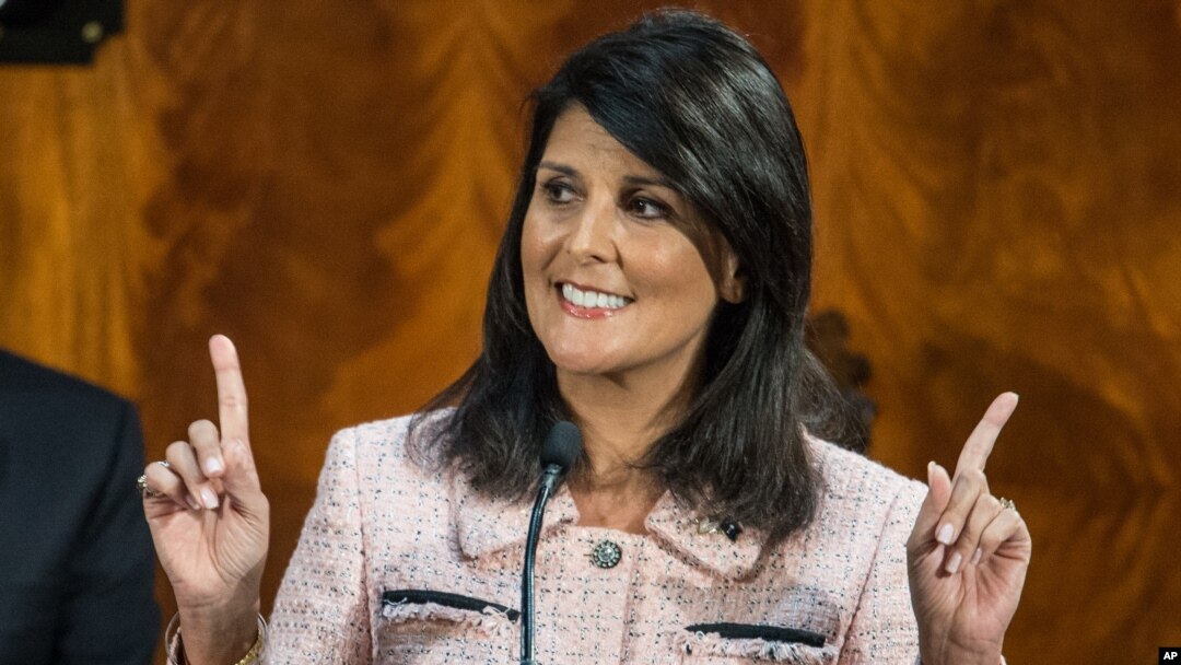 Embajadora estadounidense ante la ONU, Nikki Haley.