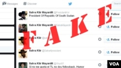 South Sudanese President Salva Kiir appears to be very active on social media, but his spokesman says none of these Twitter accounts belong to the head of state.