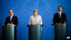Франсуа Олланд, Ангелa Меркель и Маттео Ренци