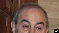 Former Prime Minister Ayad Allawi speaks to reporters after a meeting with Syrian President Bashar Assad in Damascus, Syria, 29 Sep 2010