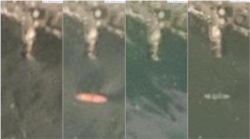 올해 7월1일부터 나흘 동안 남포 해상 유류 하역시설을 촬영한 위성사진. 대형 유조선이 나타났다 사라지기를 반복하고 있다. 출처: Planet Labs