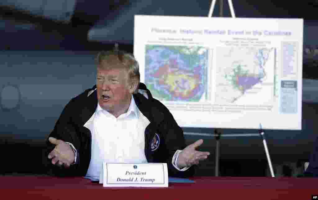 پرزیدنت ترامپ برای بررسی خسارات توفان فلورنس به کارولینای شمالی سفر کرده و با مقامات محلی دیدار و گفتگو کرد.