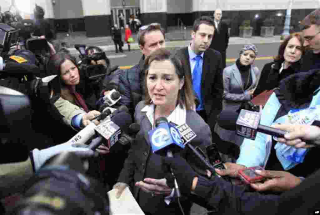 Barbara McQuade, United States Attorney for the Eastern District of Michigan addresses the media outside federal court in Detroit, Thursday, Feb. 16, 2012. Umar Farouk Abdulmutallab, the man who tried blowing up a Northwest Airlines flight on Christmas Da