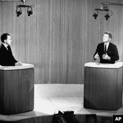 FILE - Democratic Sen. John F. Kennedy, right, speaks and Republican Vice President Richard Nixon listens during the fourth presidential debate from a New York studio. The fall debates are always a big part of any presidential campaign. But with many 2016