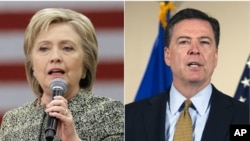 The U.S. Federal Bureau of Investigation says it is recommending no criminal charges be brought against Hillary Clinton, left, for her use of a private email server while she was secretary of state, FBI Director James Comey, right, said Tuesday.
