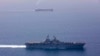 یو‌اس‌اس کرسارژ نیروی دریایی آمریکا در حال گذر از تنگه هرمز