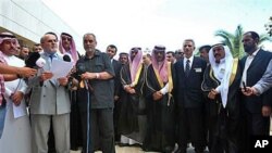 Dr. Mahmud El Said El Dahim, second from left, makes a statement after a meeting of dissidents of the Syrian regime on Turkey's Mediterranean coastal city of Antalya, June 1, 2011