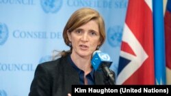 U.S. Ambassador to the United Nations, Samantha Power, briefs journalists in New York on Sept. 30, 2014.