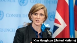 U.S. Ambassador to the United Nations, Samantha Power, briefs journalists in New York on Sept. 30, 2014.