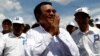 The president of the opposition Cambodia National Rescue Party, Kem Sokha, arrives at a campaign rally in Phnom Penh, June 2, 2017.
