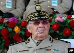 Algerian chief of staff Gen. Ahmed Gaid Salah presides a military parade at the Cherchell "Houari Boumediene" in Algiers, July 1, 2018.