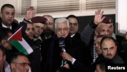 12月31日巴勒斯坦領導人阿巴斯發表講話﹐對以色列釋放巴勒斯坦囚犯表示歡迎。