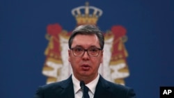 Arhiva - Predsednik Srbije Aleksandar Vučić, 15. marta 2020. u Beogradu (AP Photo/Darko Vojinović)