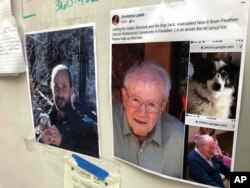 FILE - Messages are shown on a bulletin board at The Neighborhood Church in Chico, Calif., Nov. 13, 2018. Numerous postings fill the message board as evacuees, family and friends search for people missing from the northern California wildfire.