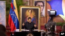 Venezuela's President Nicolas Maduro speaks at a news conference in Caracas, Aug. 22, 2017.