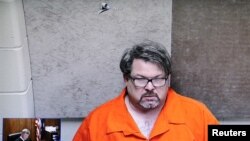 Jason Dalton is seen on closed circuit television during his arraignment in Kalamazoo County, Michigan, Feb. 22, 2016. Dalton was an Uber driver who may have given rides to customers during the rampage.