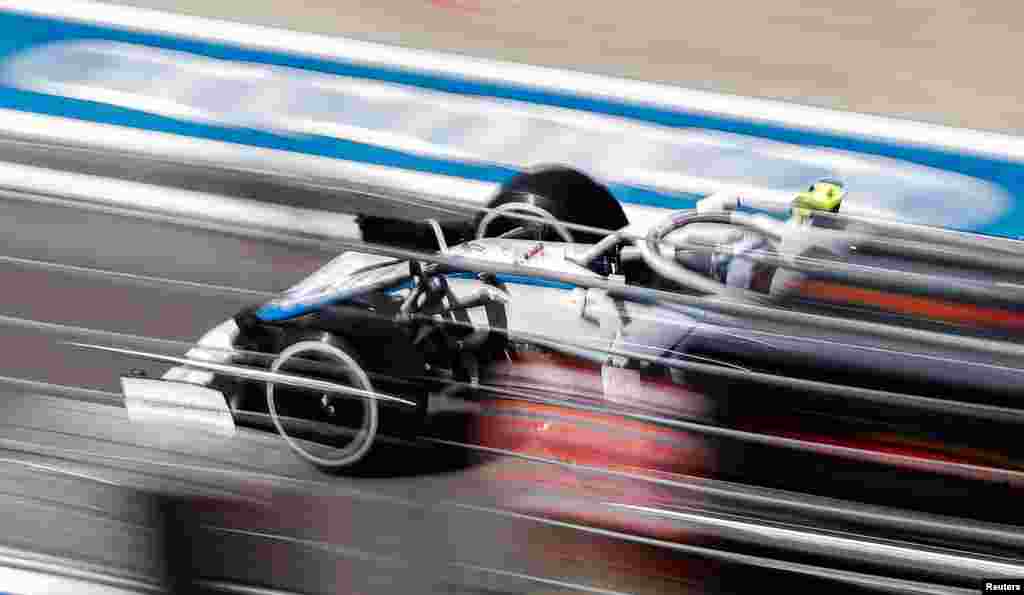 Williams driver Nicholas Latifi is seen during a practice session for the upcoming Russian Formula One Grand Prix, at the Sochi Autodrom circuit, in Sochi, Russia.