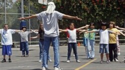 Children exercise at Wonderland Avenue Elementary School in the Hollywood Hills area of Los Angeles in 2010