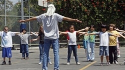 Children exercise at Wonderland Avenue Elementary School in the Hollywood Hills area of Los Angeles in 2010